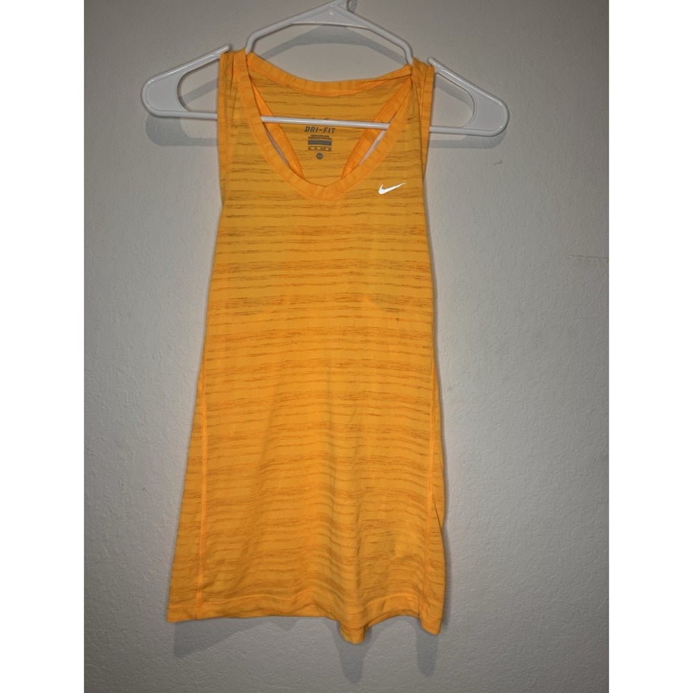 Nike Dri-FIT Knit Racerback Tank Top Womens XS Orange Heather Running Athletic